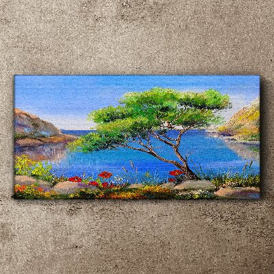 A peaceful landscape by the water Print on canvas
