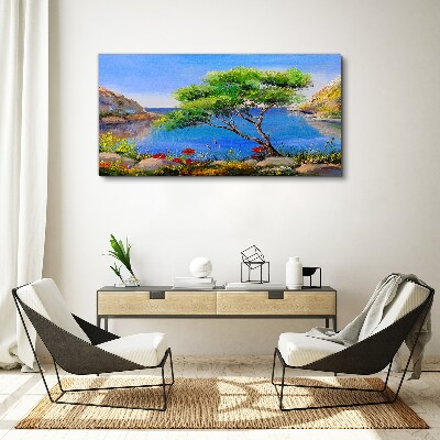 A peaceful landscape by the water Print on canvas