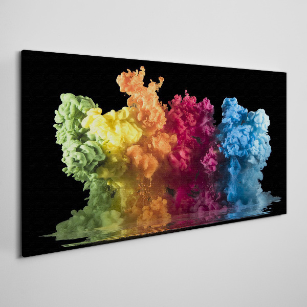 Colorful clouds of paint on a black background Canvas wall art
