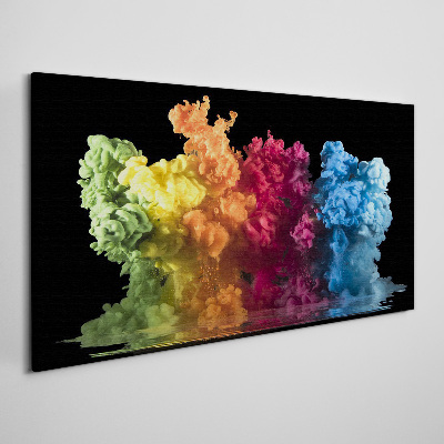 Colorful clouds of paint on a black background Canvas wall art