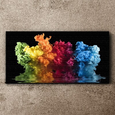 Colorful clouds of paint on a black background Canvas wall art