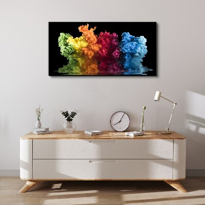 Colorful clouds of paint on a black background Canvas wall art
