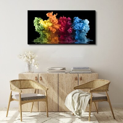Colorful clouds of paint on a black background Canvas wall art