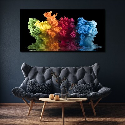 Colorful clouds of paint on a black background Canvas wall art