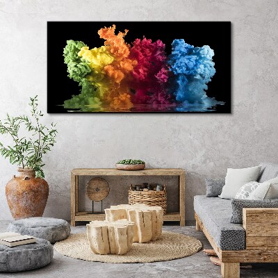 Colorful clouds of paint on a black background Canvas wall art