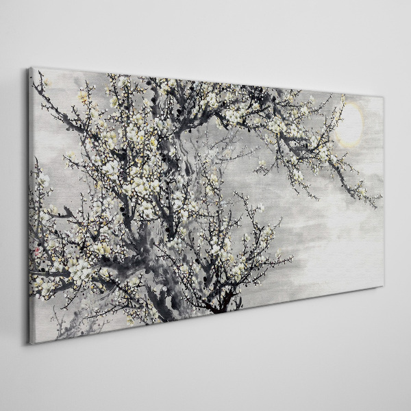 A blooming branch in a monochromatic tone Canvas wall art