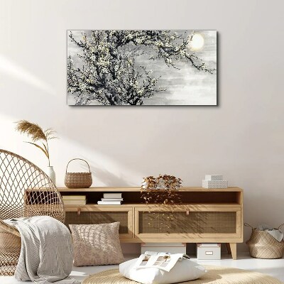 A blooming branch in a monochromatic tone Canvas wall art