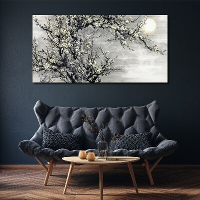 A blooming branch in a monochromatic tone Canvas wall art