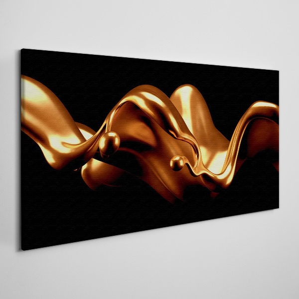 Golden waves on a black background Print on canvas