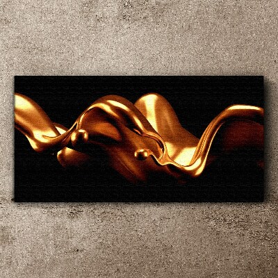 Golden waves on a black background Print on canvas