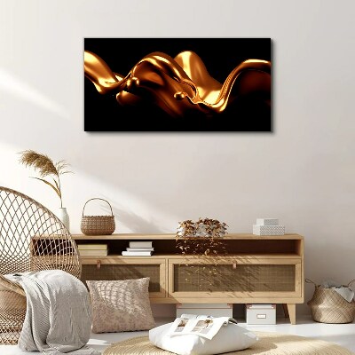 Golden waves on a black background Print on canvas