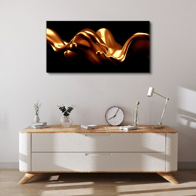 Golden waves on a black background Print on canvas