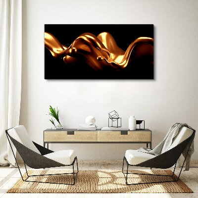 Golden waves on a black background Print on canvas