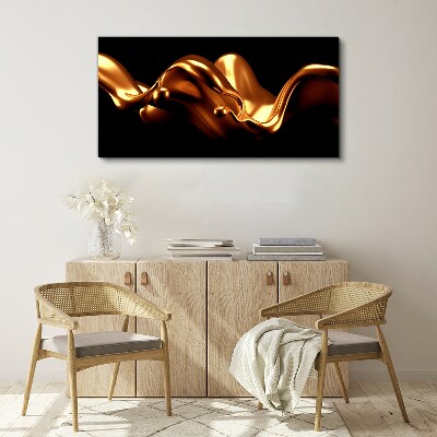 Golden waves on a black background Print on canvas