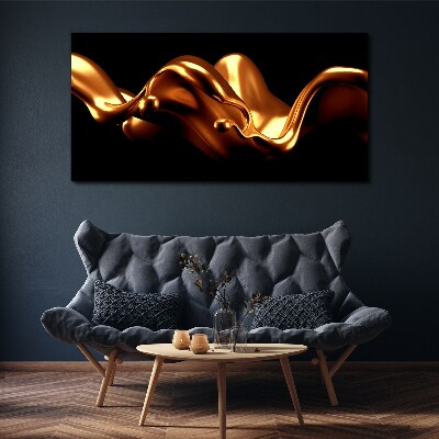 Golden waves on a black background Print on canvas