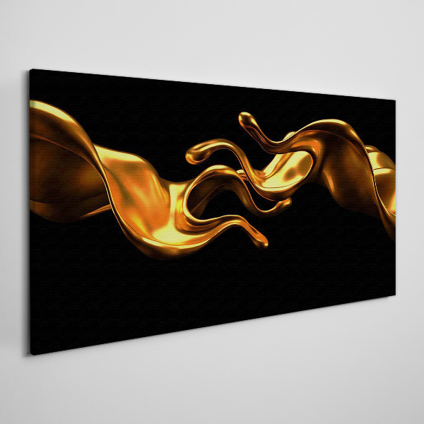 Golden waves on a black background Print on canvas
