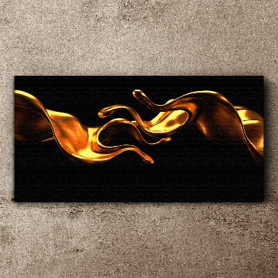Golden waves on a black background Print on canvas