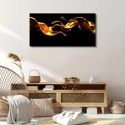 Golden waves on a black background Print on canvas