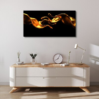 Golden waves on a black background Print on canvas