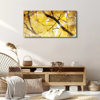 Golden leaves in the sun Print on canvas