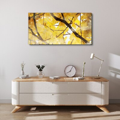 Golden leaves in the sun Print on canvas