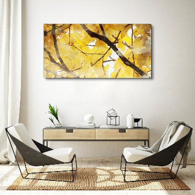Golden leaves in the sun Print on canvas