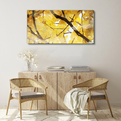 Golden leaves in the sun Print on canvas