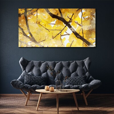 Golden leaves in the sun Print on canvas