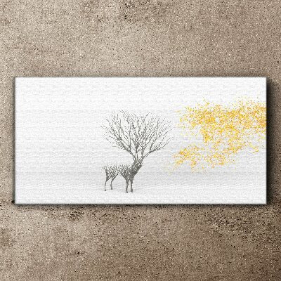 Tree and deer in the wind Canvas wall art