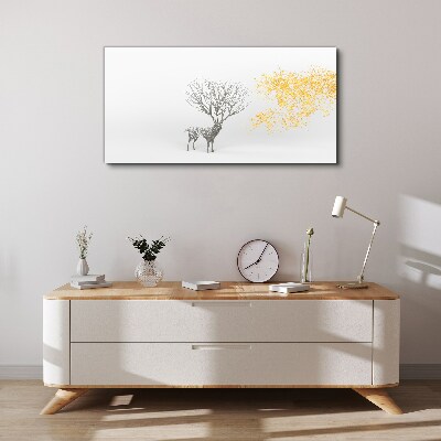 Tree and deer in the wind Canvas wall art