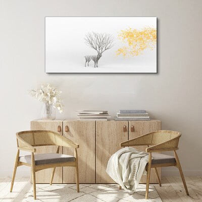 Tree and deer in the wind Canvas wall art