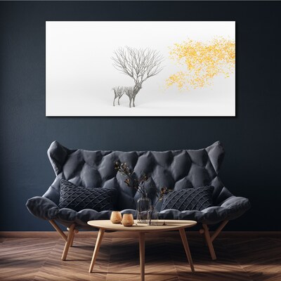 Abstract leaves deer Canvas Wall art