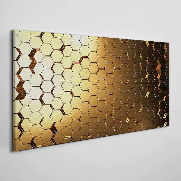 Golden hexagons in the light Print on canvas