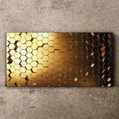 Golden hexagons in the light Print on canvas