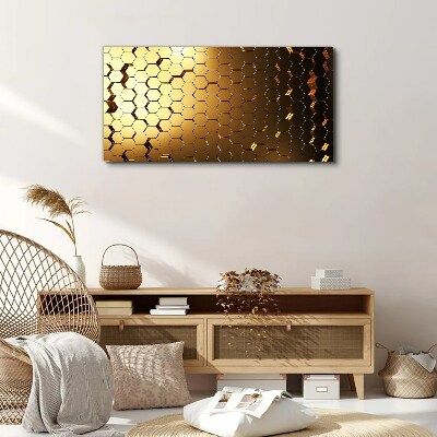 Golden hexagons in the light Print on canvas