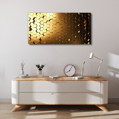 Golden hexagons in the light Print on canvas