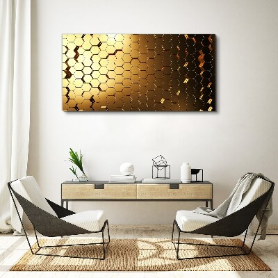 Golden hexagons in the light Print on canvas
