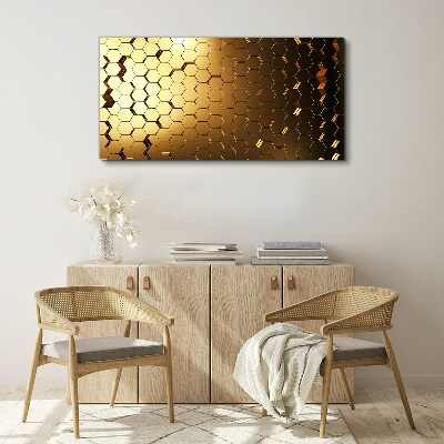 Golden hexagons in the light Print on canvas