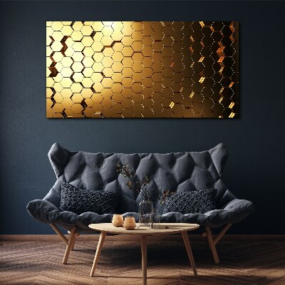 Golden hexagons in the light Print on canvas