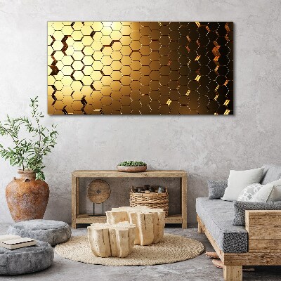 Golden hexagons in the light Print on canvas