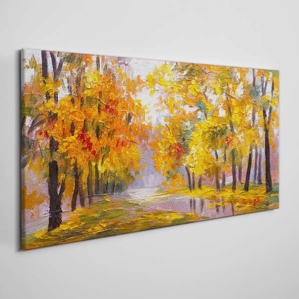 Golden autumn in the park Canvas wall art