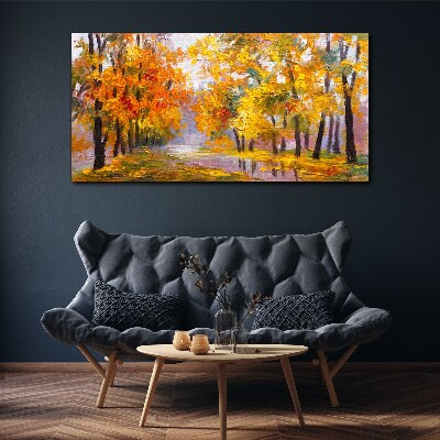 Golden autumn in the park Canvas wall art