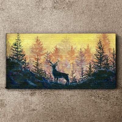 Golden Morning in the Forest Print on canvas