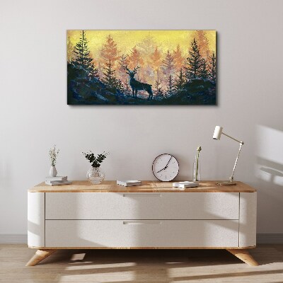 Golden Morning in the Forest Print on canvas