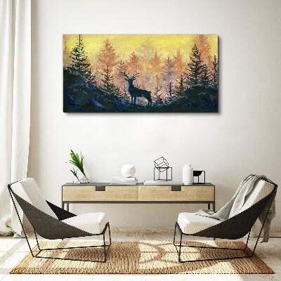 Golden Morning in the Forest Print on canvas