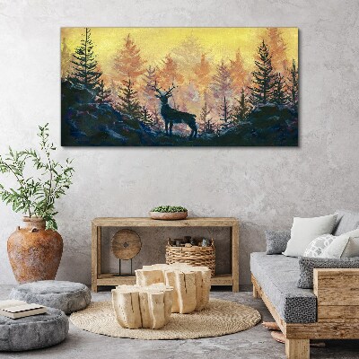Golden Morning in the Forest Print on canvas