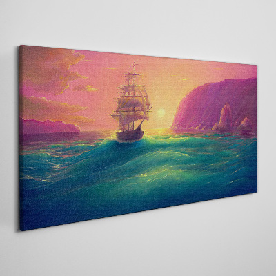 Sunset over the sea Canvas wall art