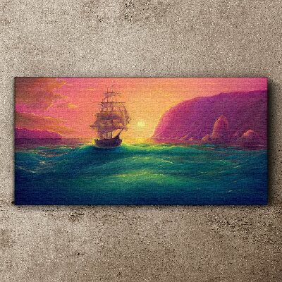 Sea ​​ships sunset Canvas Wall art