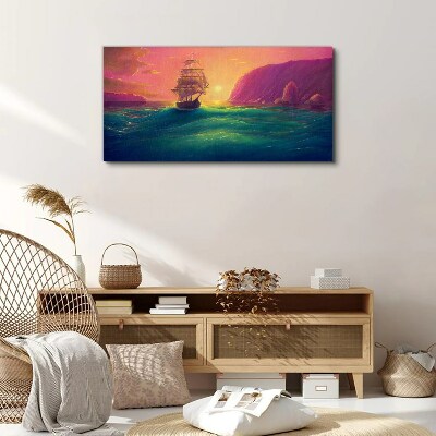 Sunset over the sea Canvas wall art