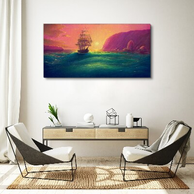 Sea ​​ships sunset Canvas Wall art